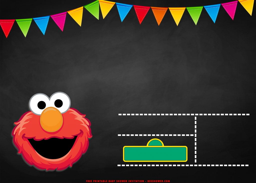 Free Printable Sesame Street Elmo Invitation Templates With Cute Elmo's Head and Banner