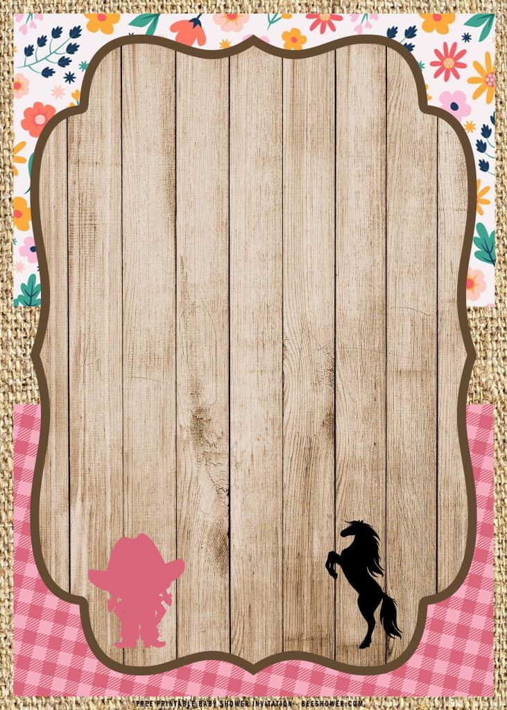 Free Printable Cowgirl Birthday Invitation Templates With Floral Pattern Background
