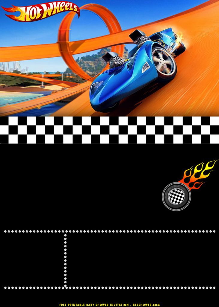 Free Printable Hot Wheel Invitation Templates With 360 Loops Track and Racer Flag