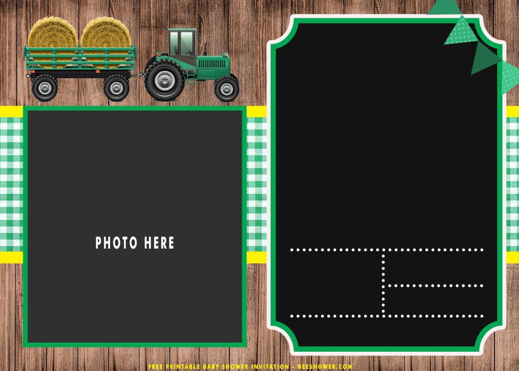 Free Printable Cute Tractor Baby Shower Invitation Templates With Party Details Box