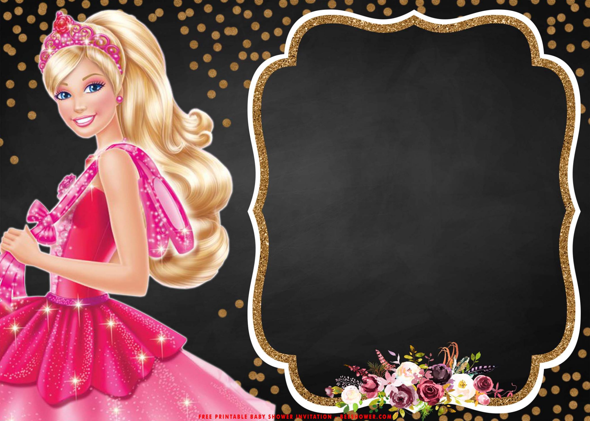 (FREE Printable) Barbie Birthday Invitation Templates Beeshower