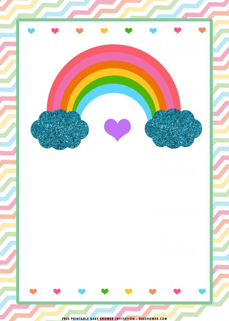 Rainbow Birthday Invitation Templates White Background and Space For Party Details