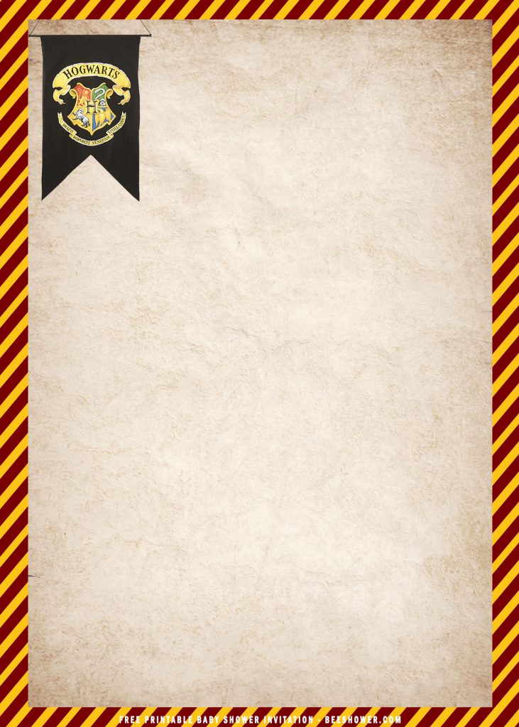 Free Printable Hogwarts School Baby Shower Invitation Templates With Magical School Logo and Portrait Orientation