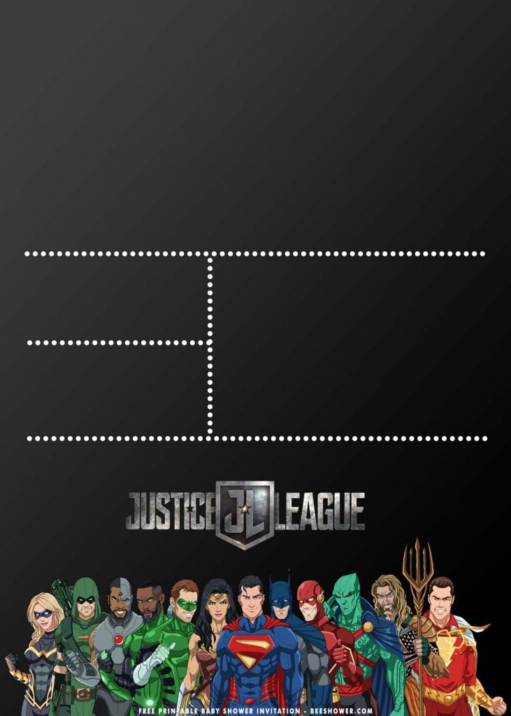 Free Printable Justice League Baby Shower Invitation Templates With Justice League Logo