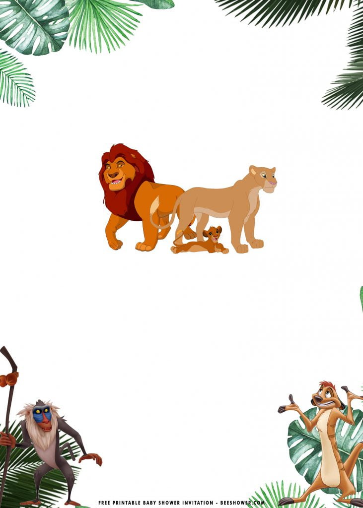 Free Printable Disney Lion King Baby Shower Invitation Templates With Mufasa and Simba