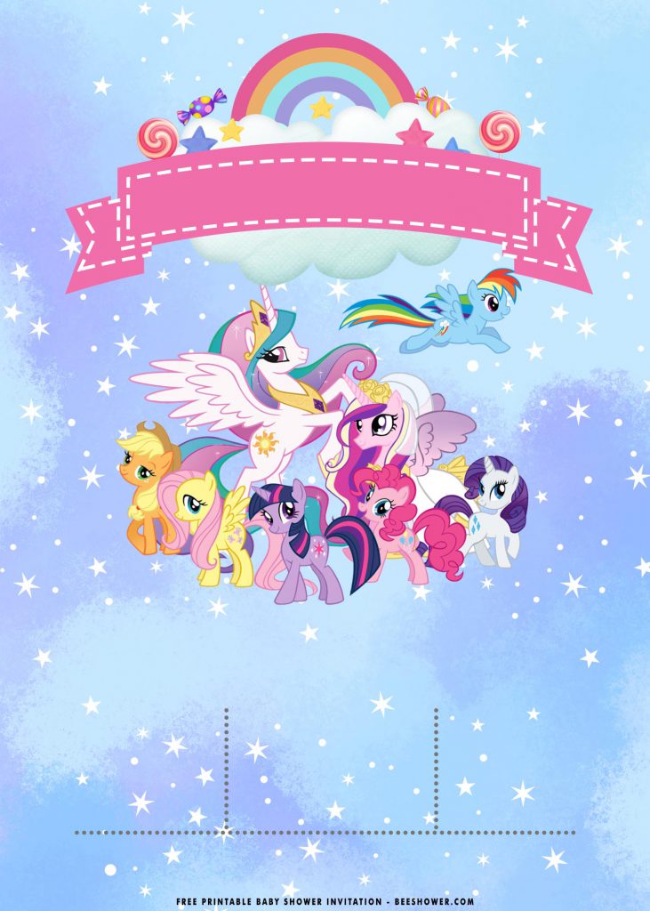 Free Printable Rainbow Little Pony Invitation Templates With Pegasister and Bronies