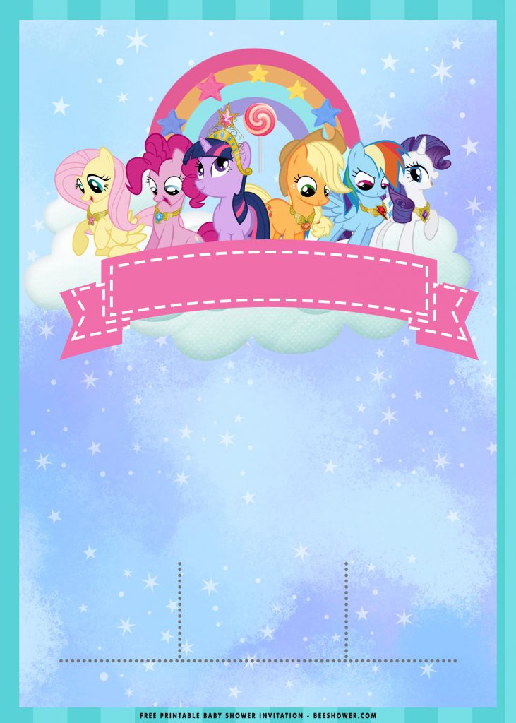 Free Printable Rainbow Little Pony Invitation Templates With Pinkie Pie and Fluttershy