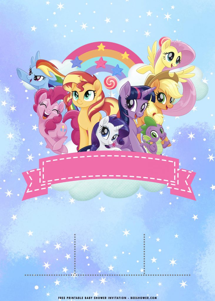 Free Printable Rainbow Little Pony Invitation Templates With Twinkle Sparkles and Rainbow Dash