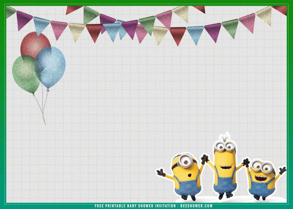 Free Printable Minion Despicable Me Baby Shower Invitation Templates With Landscape and Space For Party Details