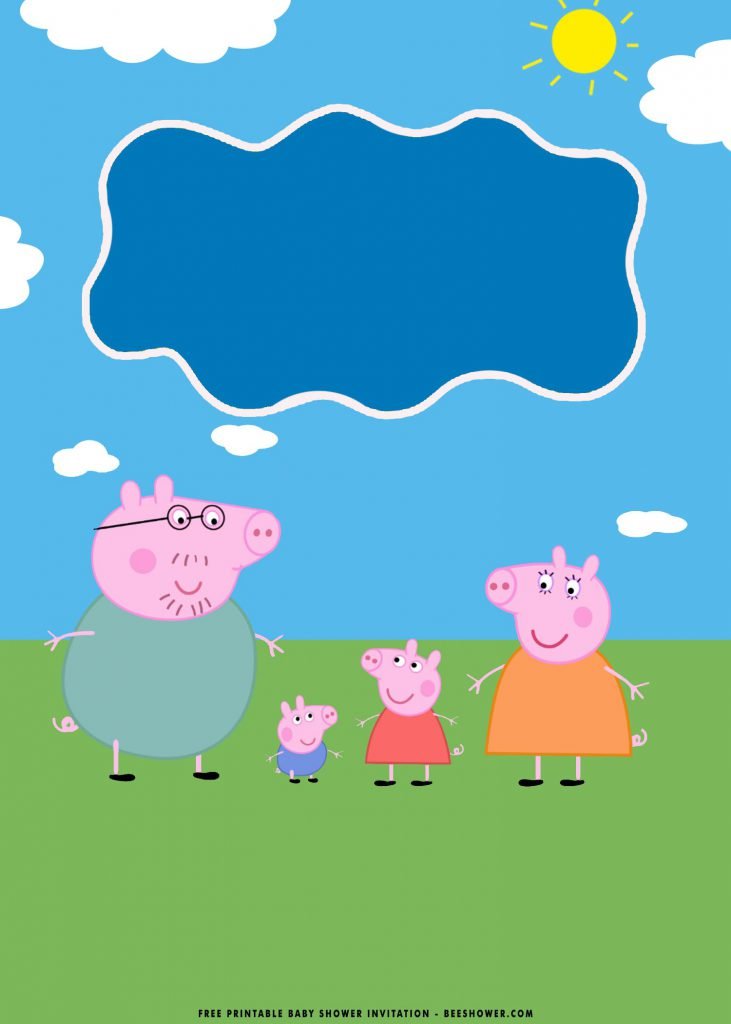 Free Printable Peppa Pig Baby Shower Invitation Templates With Daddy Pig and Miss Pig
