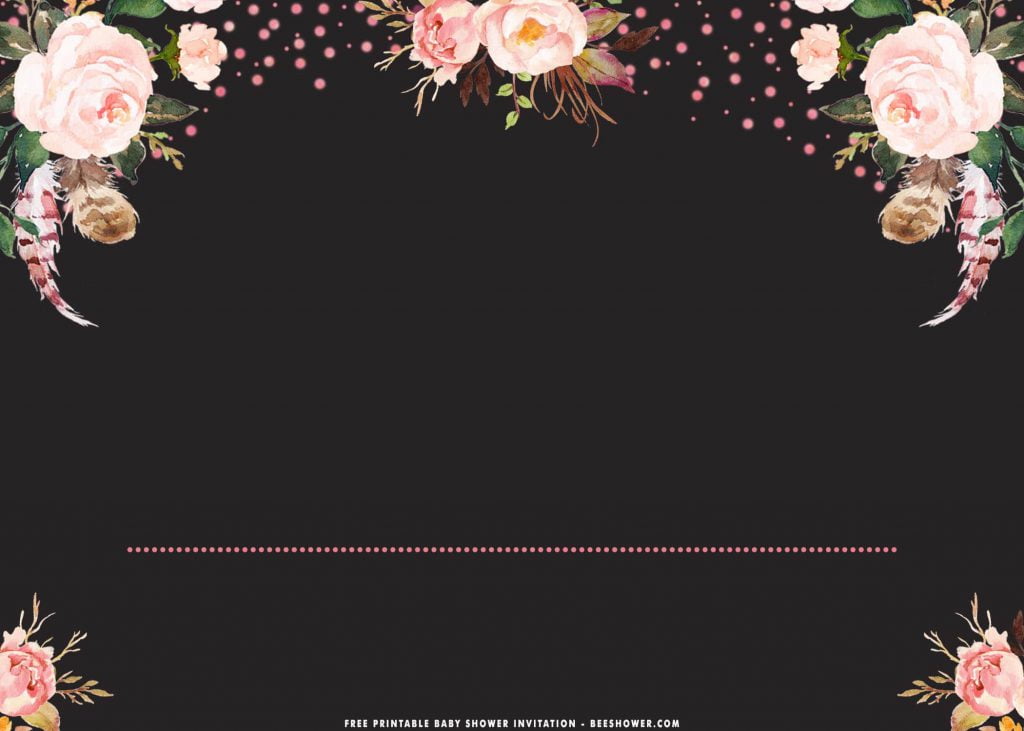 Free Printable Vintage Floral Bridal Shower Invitation Templates With White Roses and Sprinkles
