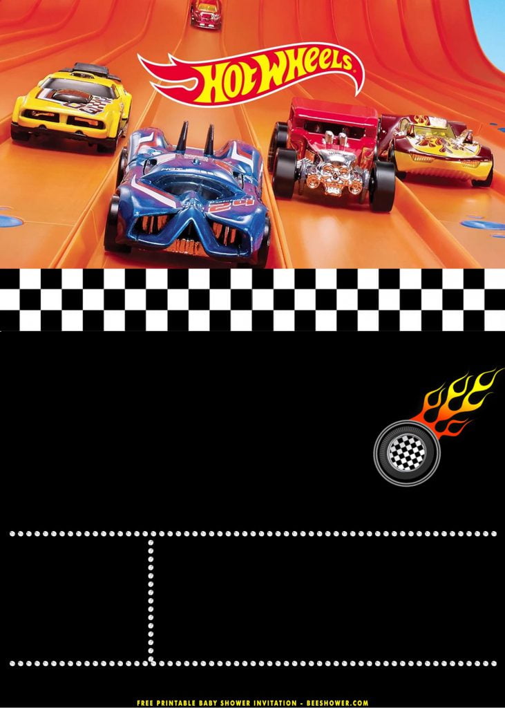 Free Printable Hot Wheel Invitation Templates With Quadro Hot Wheels and Party Details