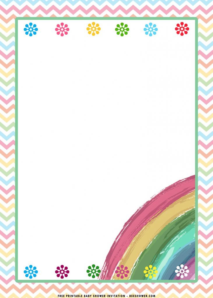 Rainbow Birthday Invitation Templates Brush Painting style Rainbow