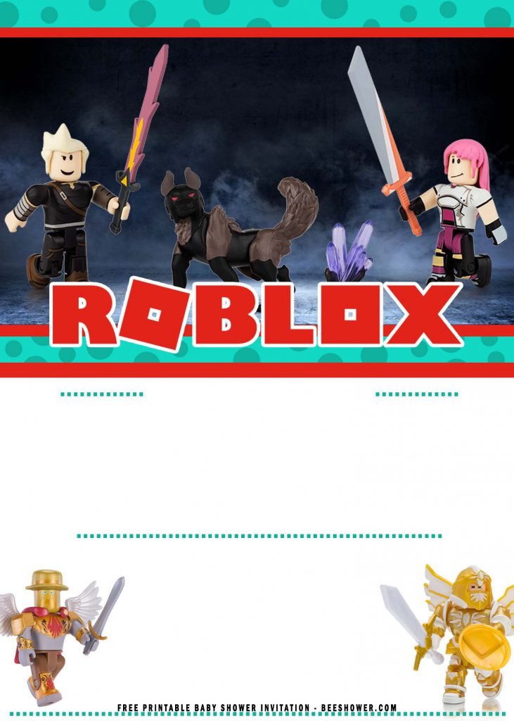 Free Printable Roblox Baby Shower Invitation Templates With Stunning Scene From Roblox Video Game