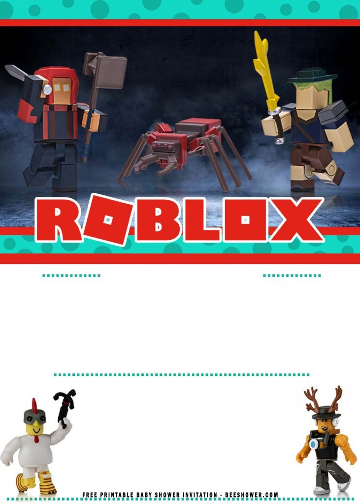 Free Printable Roblox Baby Shower Invitation Templates With Spider and Minifigures