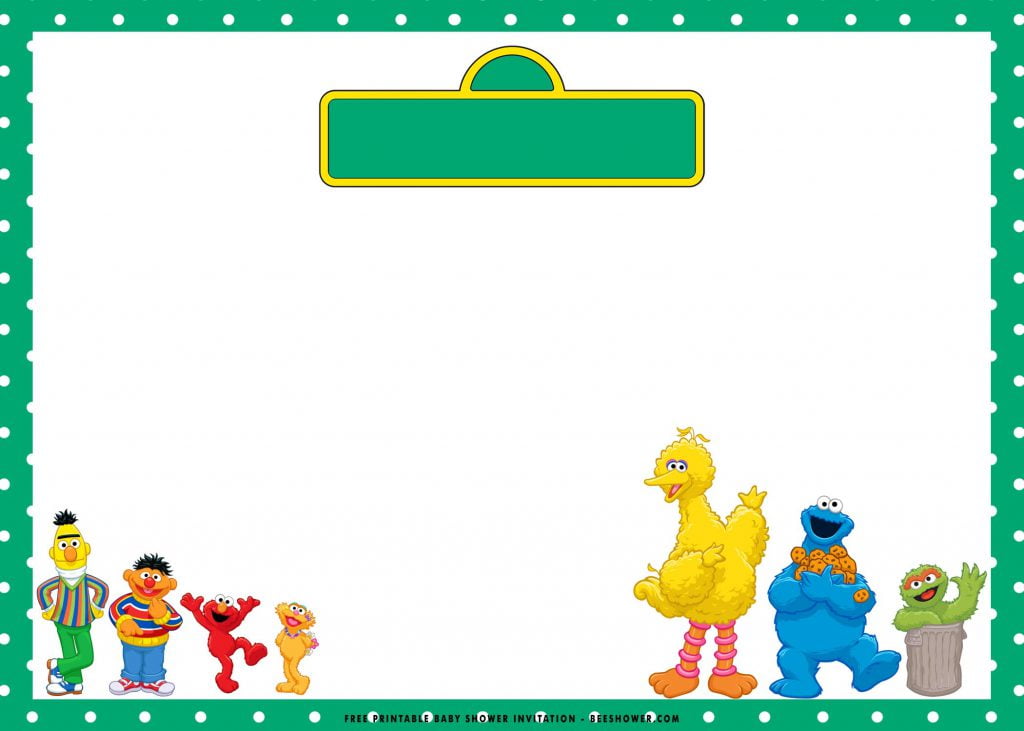 Free Printable Sesame Street Invitation Templates With Red Frame and Box