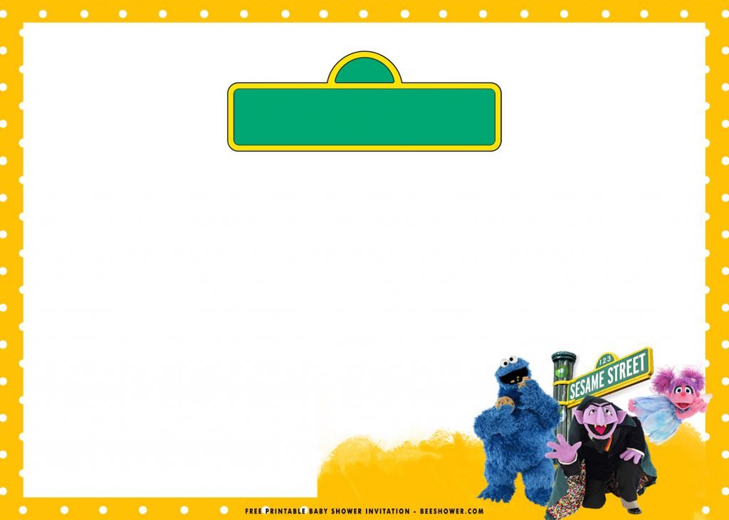 Free Printable Sesame Street Invitation Templates With Yellow Border and Landscape