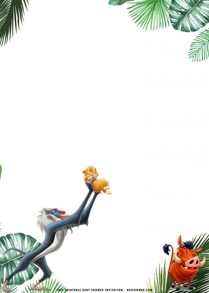 Free Printable Disney Lion King Baby Shower Invitation Templates With Rafiki Holding Baby Simba