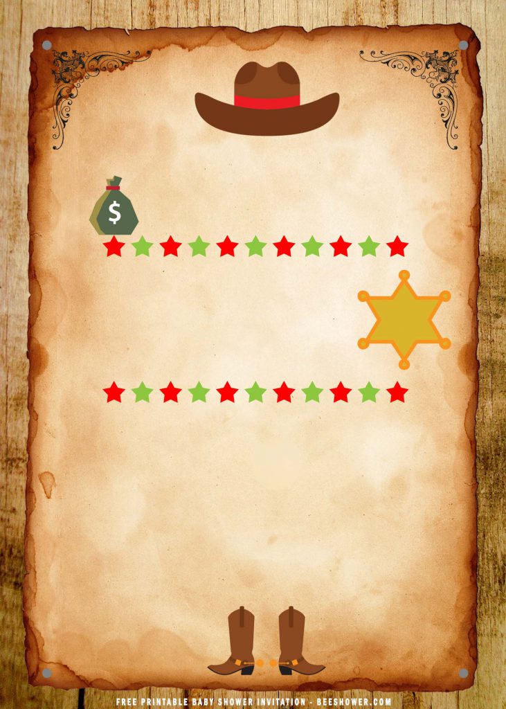 Free Printable Wild West Party Invitation Templates With Cowboy Hat and Pair of Boots