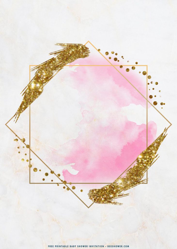 Free Printable Gold Frame On Pink Baby Shower Invitation Templates With Gold Splatter