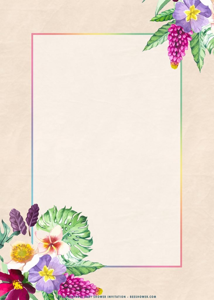 Free Printable Tropical Floral Baby Shower Invitation Templates With Fancy Flowers
