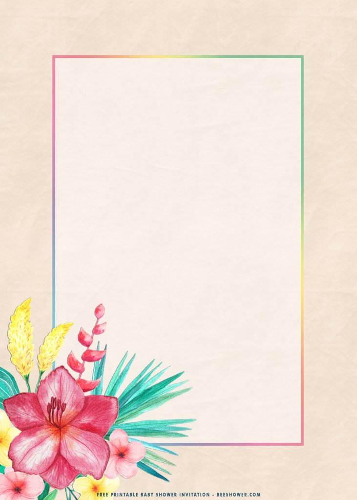 Free Printable Tropical Floral Baby Shower Invitation Templates With 