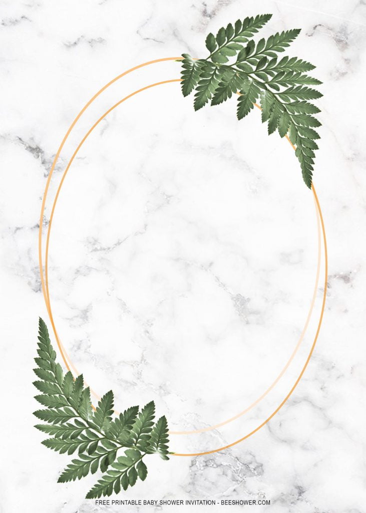 Free Printable Greenery Gold Fern Baby Shower Invitation Templates With Space For Party Details