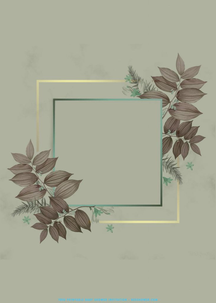 Free Printable Muted Green Foliage Bridal Shower Invitation Templates With 