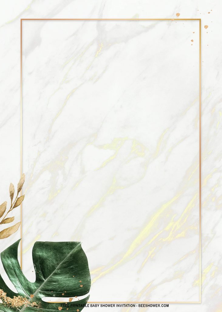 Free Printable Elegant Floral Baby Shower Invitation Templates With Metallic Frame Design