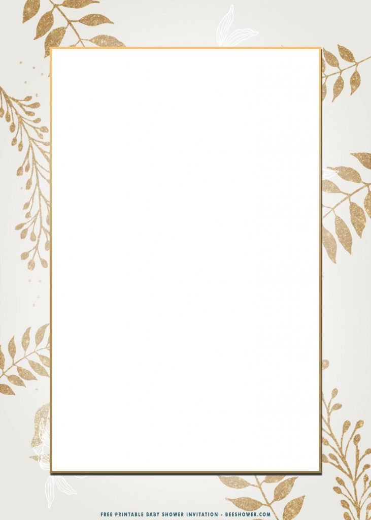Free Printable Modern Gold Frame Birthday Invitation Templates With Rectangular Shaped Text Box