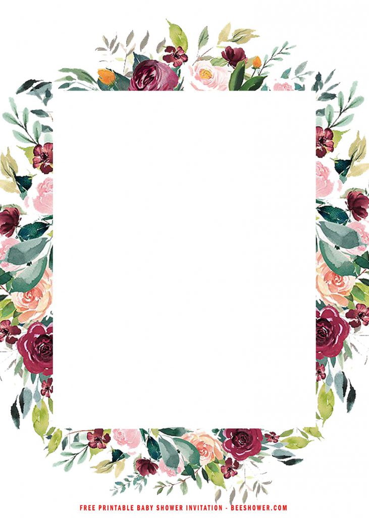 Free Printable Bohemian Floral Wedding Invitation Templates With Pristine White Background