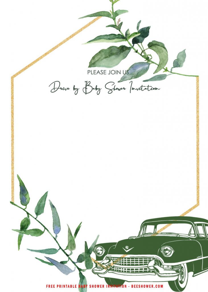Free Printable Green Eucalyptus Drive By Party Invitation Templates With Pristine White Background