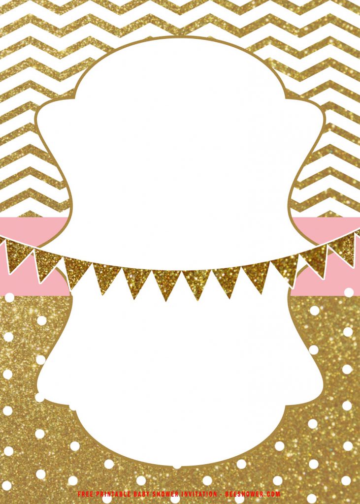 Free Printable Pink And Glittery Gold Birthday Invitation Templates With Bunting Flags