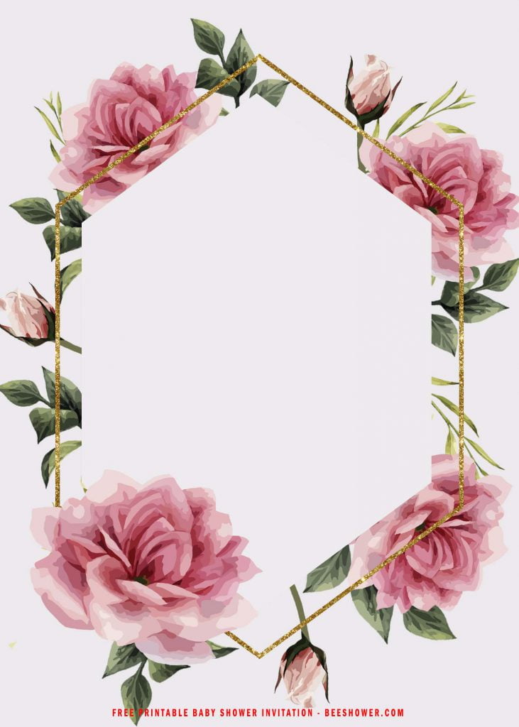 Free Printable Romantic Floral Bridal Shower Invitation Templates With Portrait Orientation Card