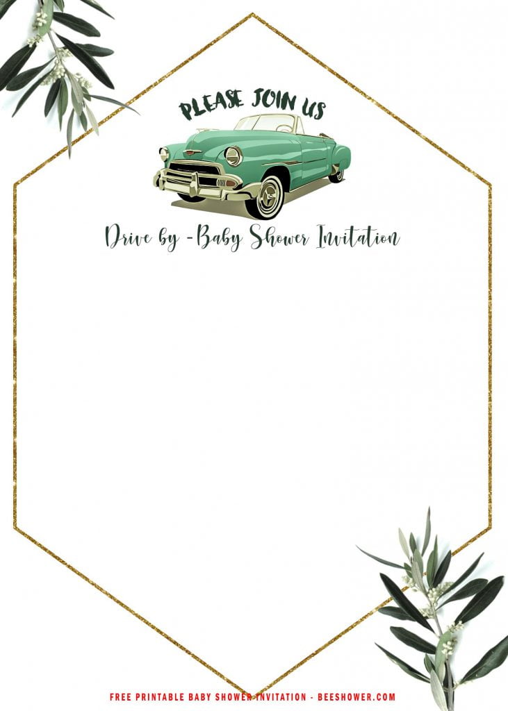Free Printable Greenery Gold Drive By Party Invitation Templates With 