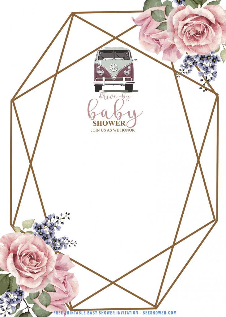 Free Printable Blush Gold Geometric Baby Shower Invitation Templates With Space For Party Details