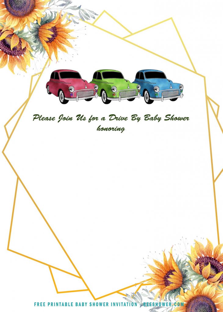 Free Printable Oh Baby Sunflower Drive By Baby Shower Invitation Templates With Space For Party Details