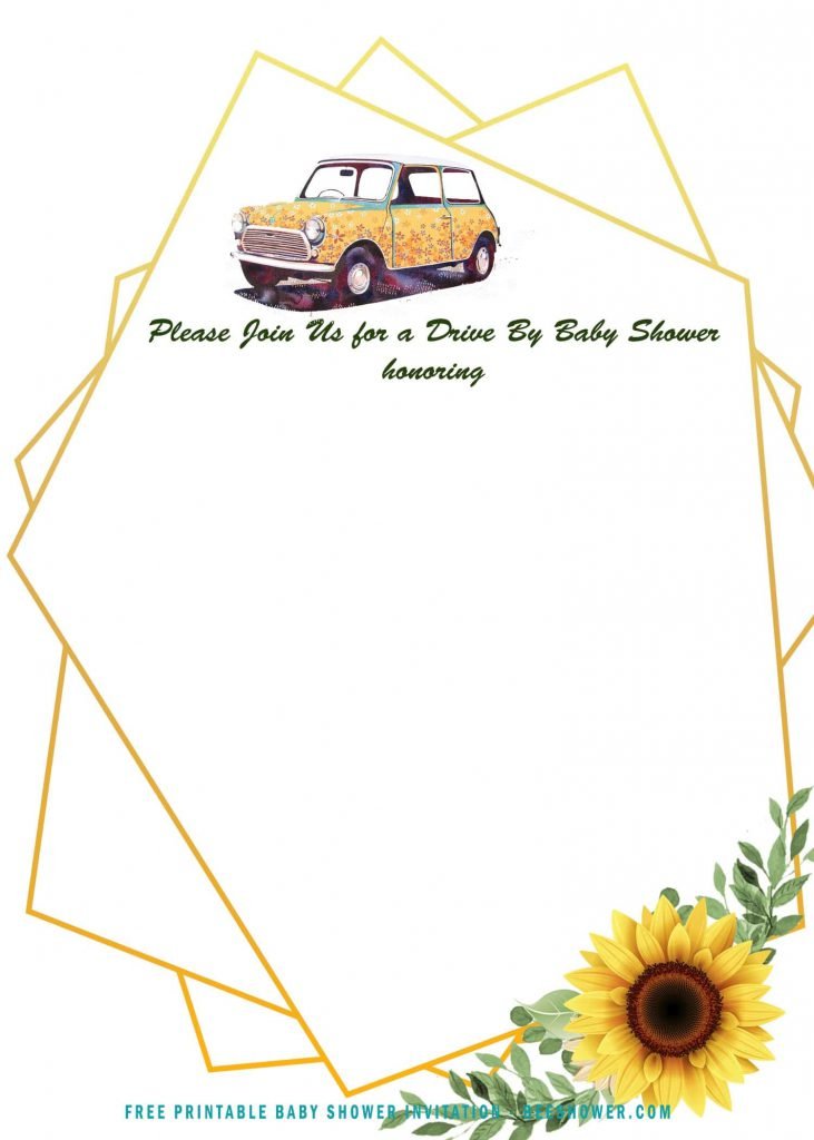 Free Printable Oh Baby Sunflower Drive By Baby Shower Invitation Templates With Classic Mini Car