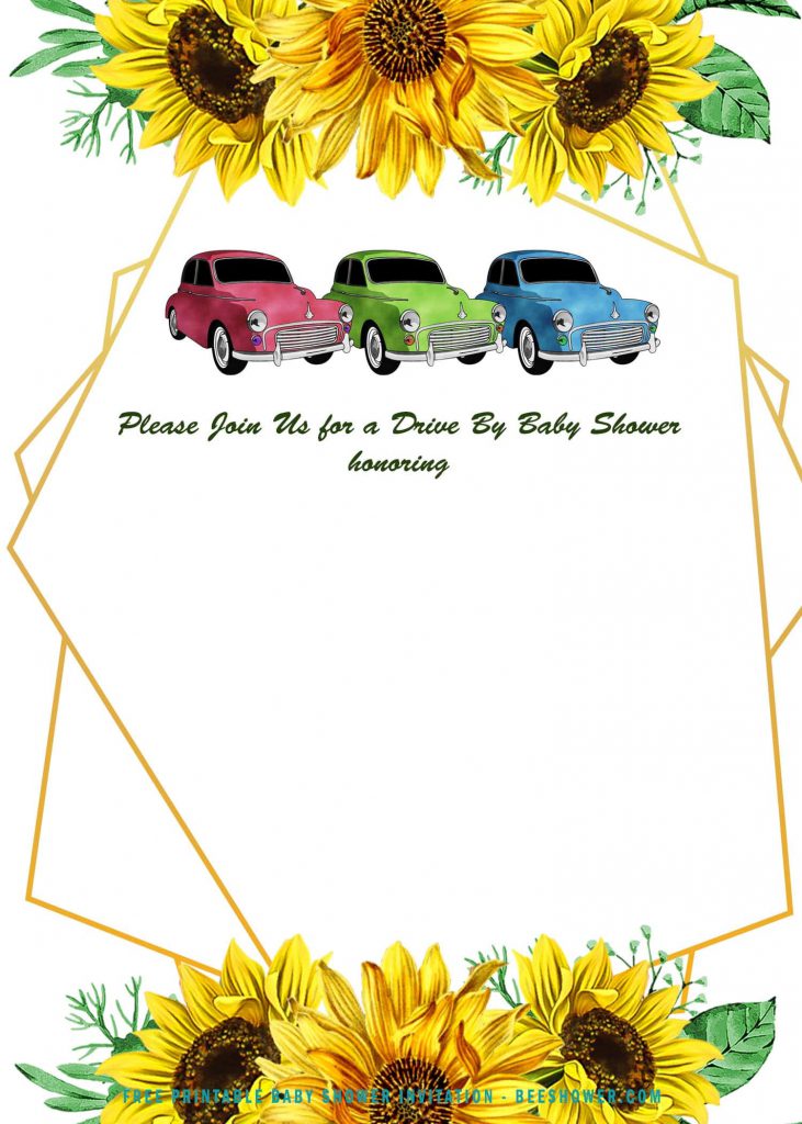 Free Printable Oh Baby Sunflower Drive By Baby Shower Invitation Templates With Fancy Sunflower