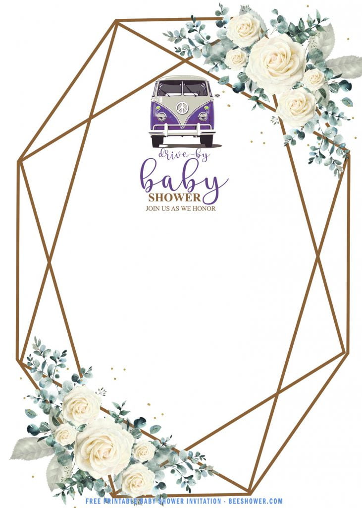 Free Printable Blush Gold Geometric Baby Shower Invitation Templates With Geometric Style Text-Frames