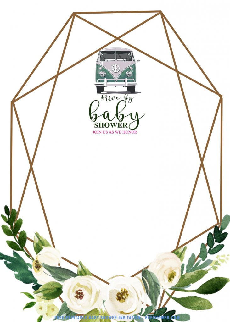 Free Printable Blush Gold Geometric Baby Shower Invitation Templates With Portrait Orientation Cards