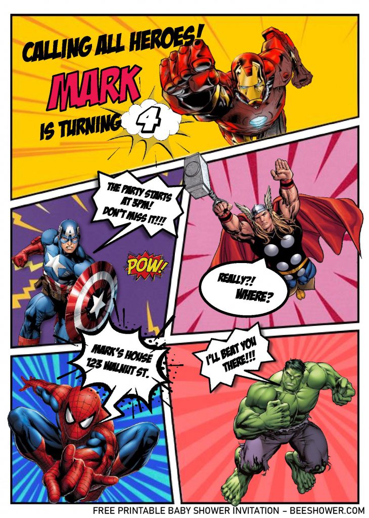 Superhero Comic Invitation Templates - Editable With Ms Word and decorated with Comic Styled invitation
