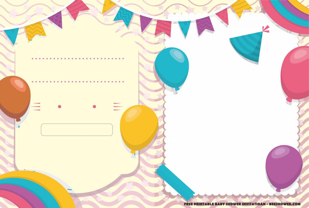 Little Star Invitation Templates For Girl With Cute Bunting Flags