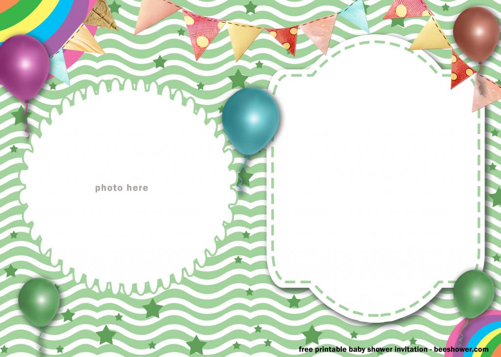 Little Star Invitation Templates For Girl With Green Hand drawn Stripes