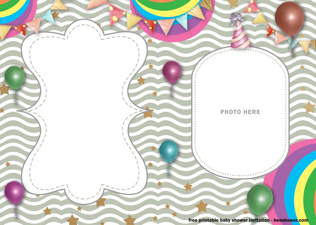 Little Star Invitation Templates For Girl With Rainbow Image