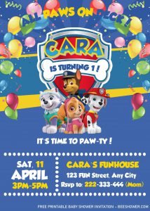 Paw Patrol Invitation Templates - Editable With MS Word and has Colorful Balloons