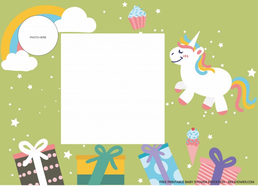 Fun Magical Unicorn Birthday Card With Photo Frame With Gift Box