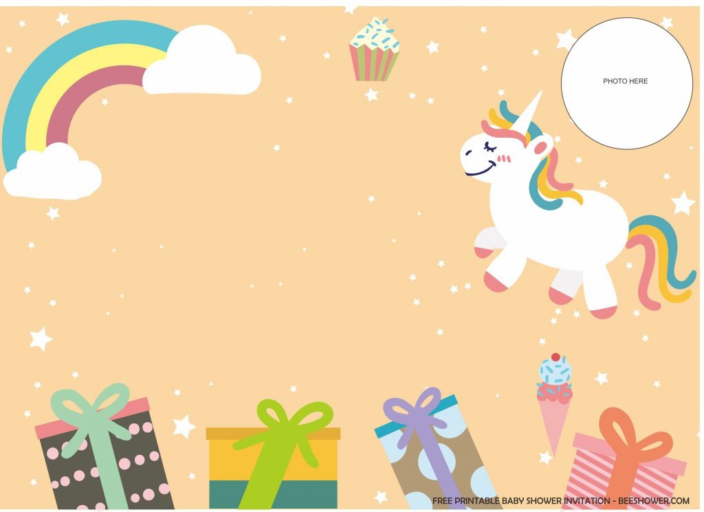 Fun Magical Unicorn Birthday Card With Photo Frame and Rainbow