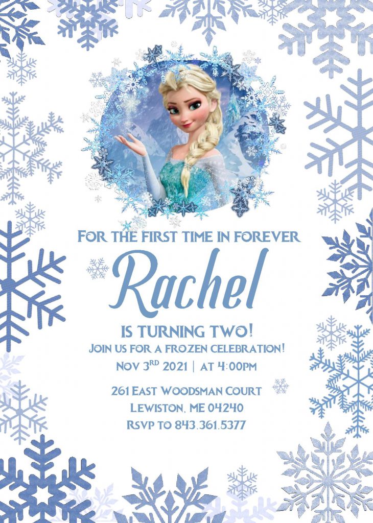Frozen Invitation Templates - Editable With MS Word and has Elsa picture