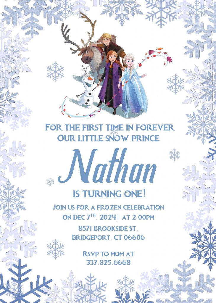 Frozen Invitation Templates - Editable With MS Word and has Gorgeous Snowflakes background